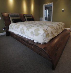 custom black walnut platform bed